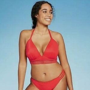 Shade & Shore red swim bikini top